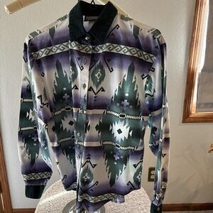 Roughrider By Circle T-Aztec design western women's Size M (38) 100% cotton  Vtg
